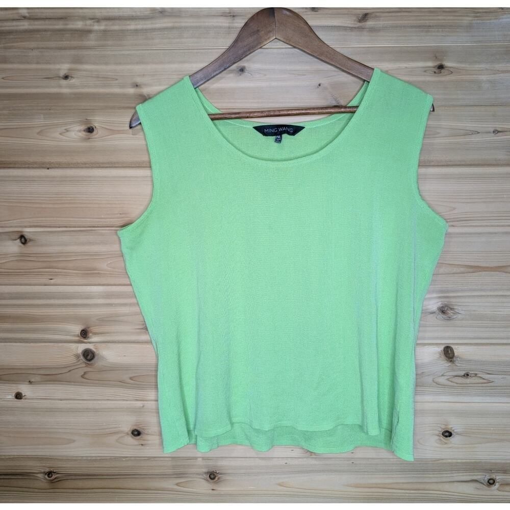 Ming Wang Top Womens Petite XL Green Lime Shell Tank Business Career